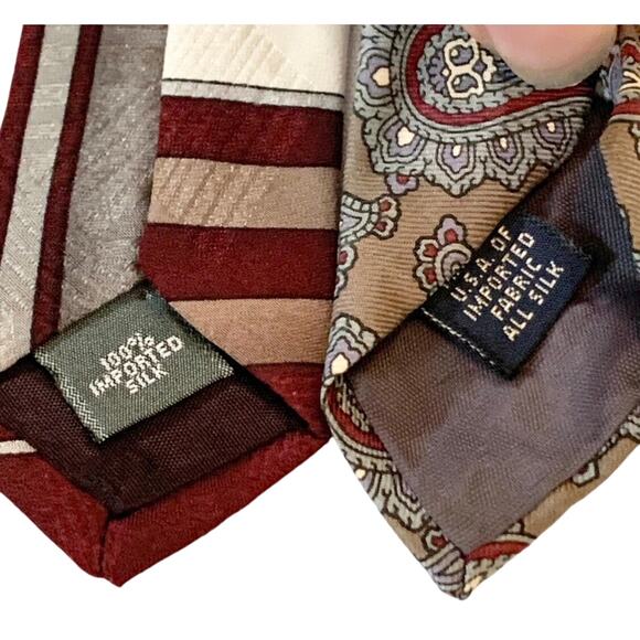 CONTE di MILANO and DAMON 2 Piece Men’s Neck Ties 100% Silk Geometric & Paisley - Picture 4 of 8